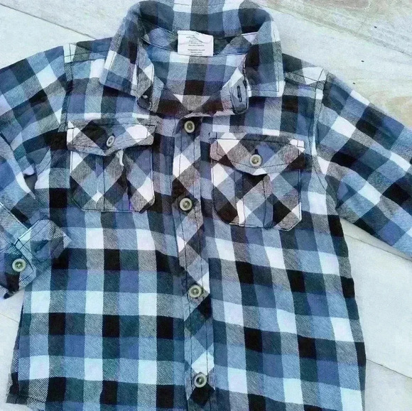 Crazy 8 Toddler Boys Plaid Button Up Flannel Shirt Long Sleeve Size 3T - Picture 3 of 5